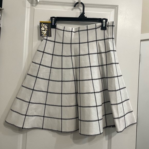 Cream Pleated A-Line Mini Skirt for Work - Picture 1 of 3